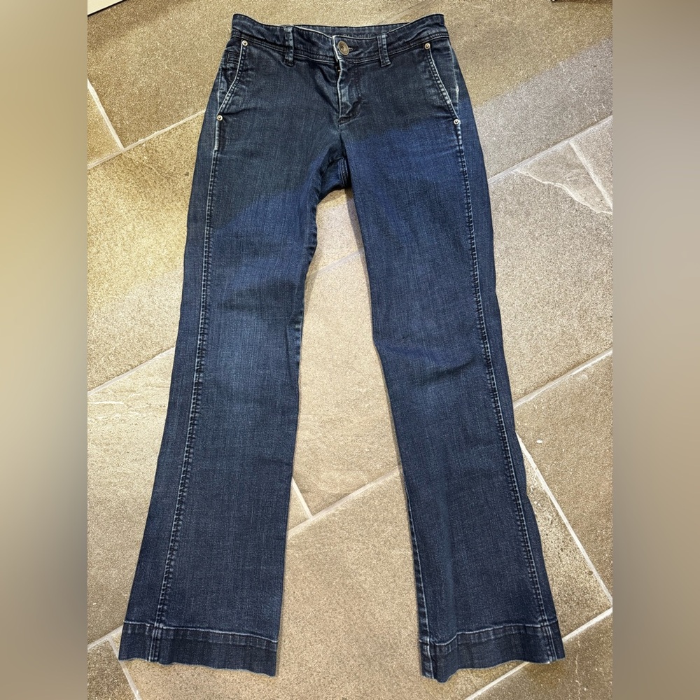 Banana Republic Dark Wash Wide Leg Trouser Jeans Petite (Size 24P)